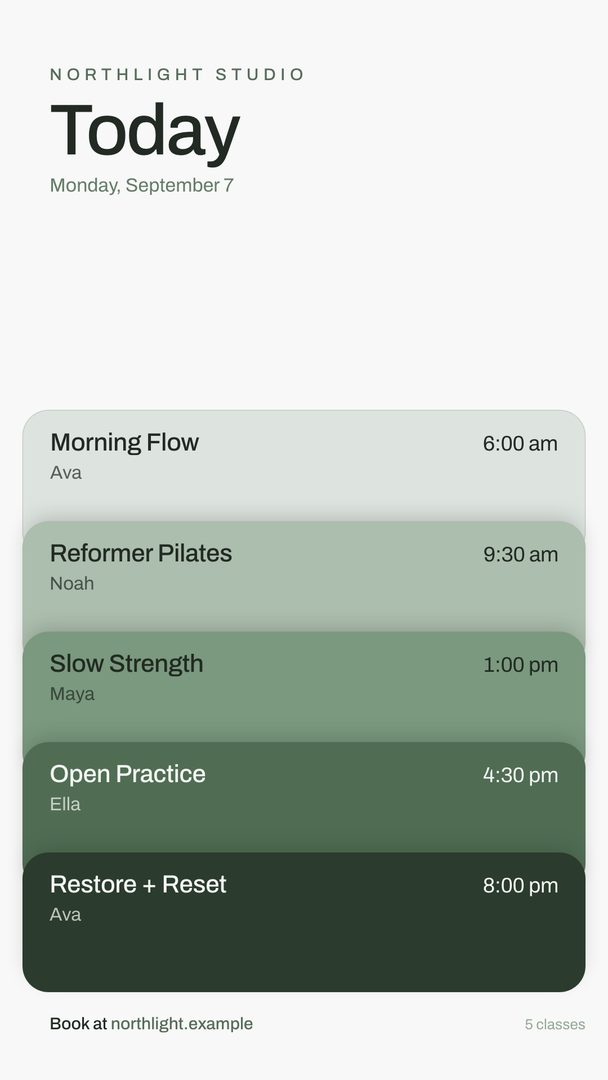 Deck template showing a fictional sample schedule