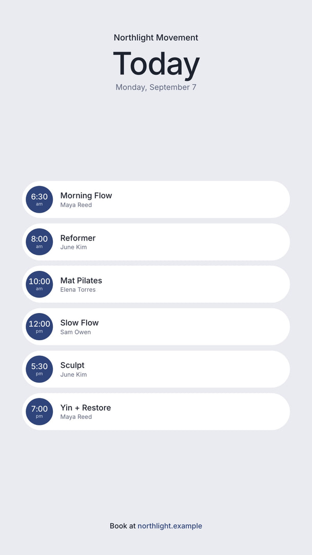 Pills template showing a fictional sample schedule